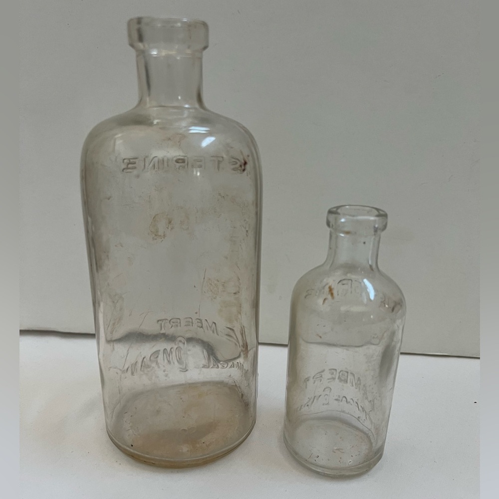2  Vintage Listerine Glass Bottles Lambert Pharmacal Company Vintage No Top - Picture 8 of 12